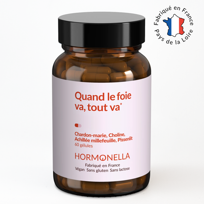 Aperçu du produit Hormonella Quand le foie va, tout va à base de chardon-marie, choline, achillée millefeuille et pissenlit