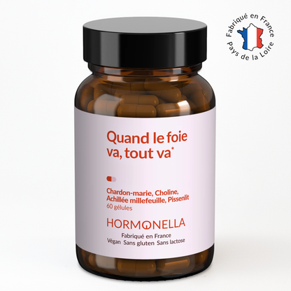 Aperçu du produit Hormonella Quand le foie va, tout va à base de chardon-marie, choline, achillée millefeuille et pissenlit